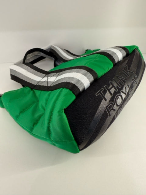 Pre Owned THINK ROLYN Green Nylon Quilted Single Zip Mini Tote Cross Body Bag.