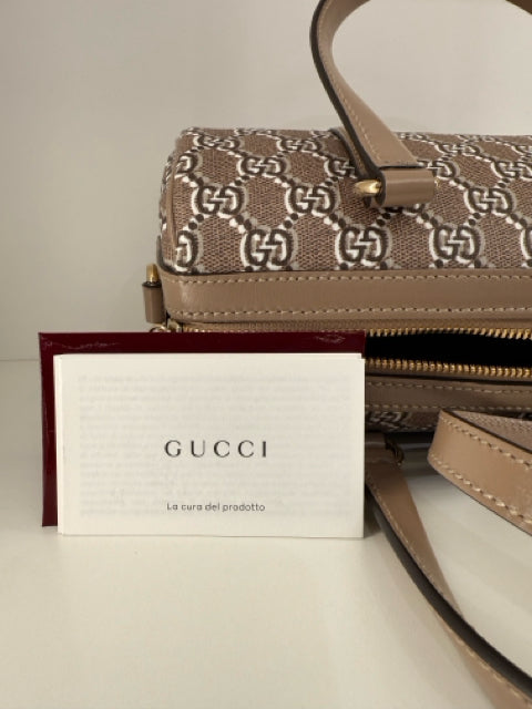 NWT Gucci GG Shadow Boston Canvas & Leather Crossbody Strap