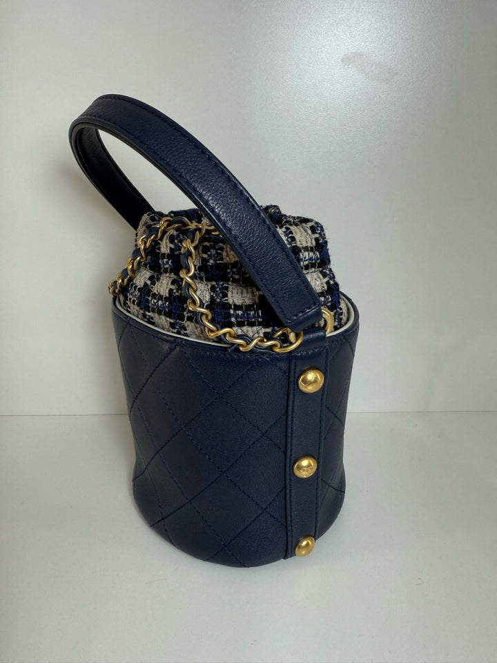 Chanel Small Tweed Bucket Bag Gold hardware Designer Bag