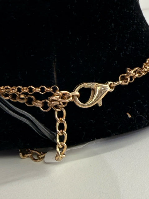 Pre Owned ALI KHAN NY Gold Tone teal, Green & Turq Stones Borealis Necklace
