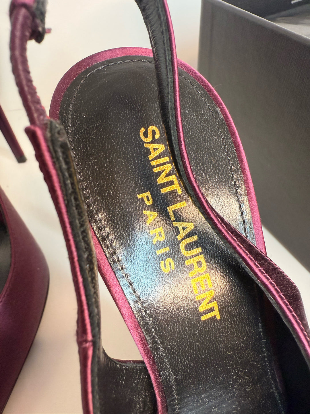 NIB Yves Saint Laurent RASO REGALE Sling Back Satin Shoes Sz 36