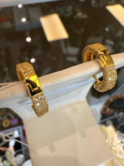 GF CZ 925 Pave Mini Hoops Earrings