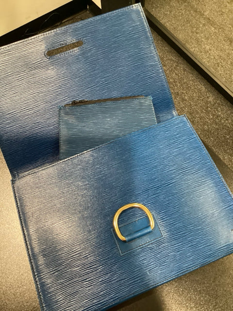 Louis Vuitton Blue Clutch Designer Bag  w/ Dustbag