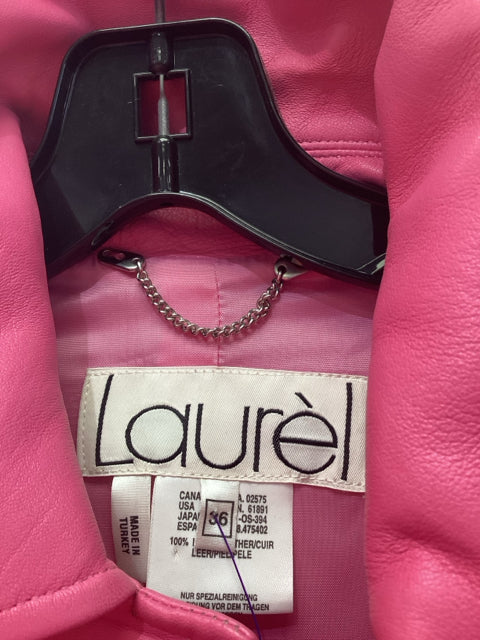 Laurel Sz 36 Pink Leather Car Coat Jacket