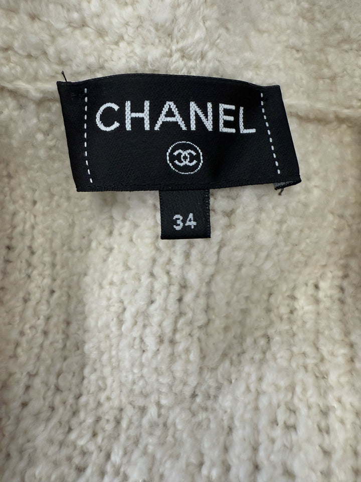 Chanel 24K L/S V Neck Cashmere/ Wool Bell Slv Cardigan