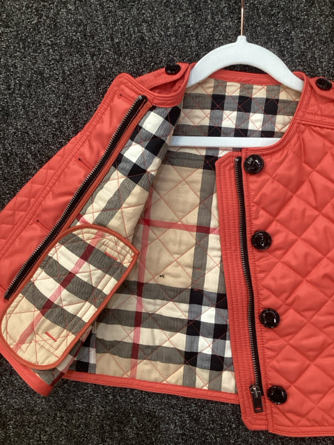 NWT Burberry Sz 5 Red Quilted Coat Jacket Designer