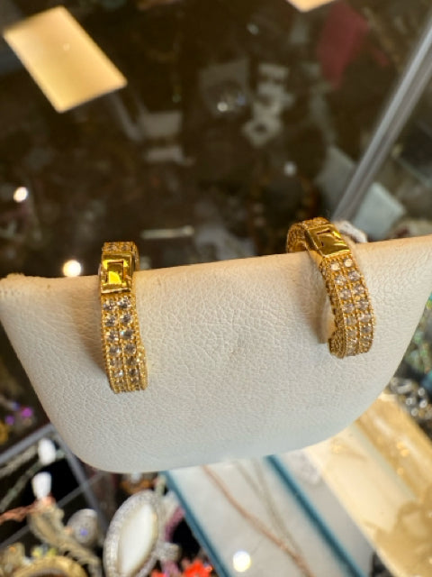 GF CZ 925 Pave Mini Hoops Earrings