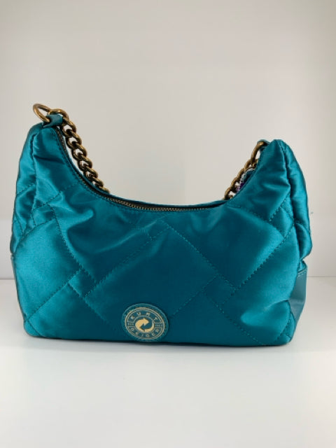 Pre Owned Kurt Geiger Small Nylon Xbdy Deep Teal w/Coin Purse/chain Cross Body.