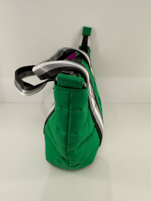 Pre Owned THINK ROLYN Green Nylon Quilted Single Zip Mini Tote Cross Body Bag.