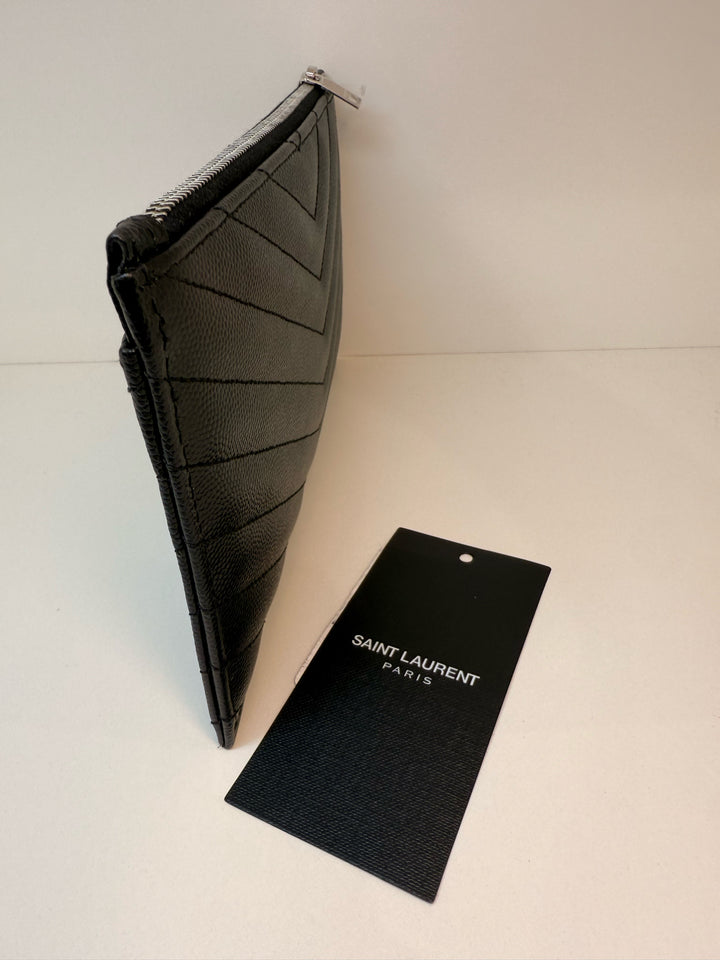 NWT Yves Saint Laurent Bill Pouch Monogram Chevron Designer Bag