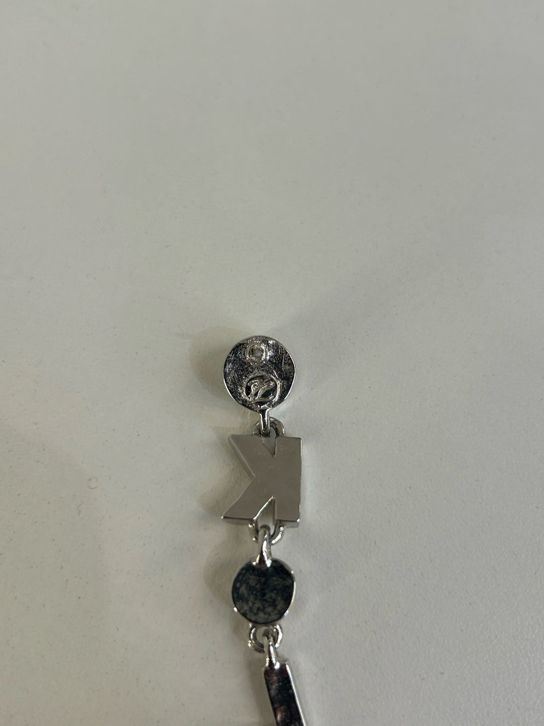 Vintage Karl Lagerfeld Pierced 2" Rhinestone K.L Dangle Earrings