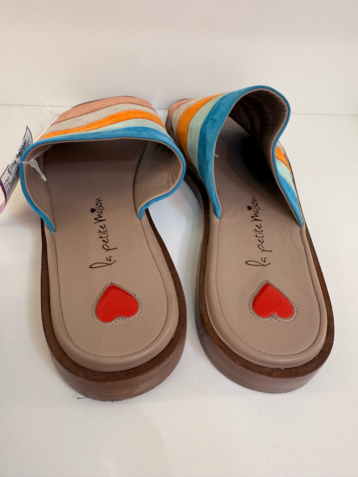 Le Petite Maison Sz 38 Suede Stripe Slide Shoes