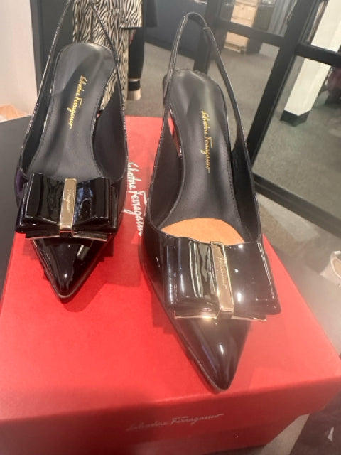 Salvatore Ferragamo Sz 6.5 Black Slingbacks Shoes