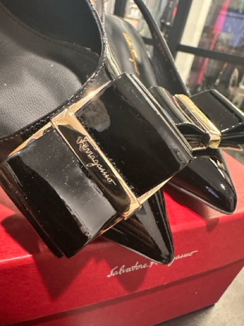 Salvatore Ferragamo Sz 6.5 Black Slingbacks Shoes