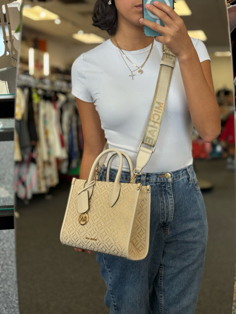 Michael Kors Cream/Gold Cross Body Bag