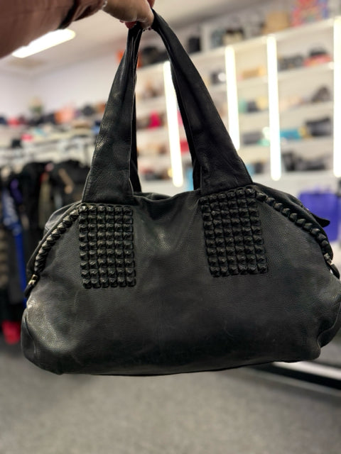 Salvatore Ferragamo Black Leather W/ Knot Detail Designer Bag