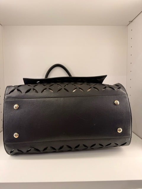 Pre Owned Versace Designer Palazzo Perforated Leather Tote with Shoulder Strap with Madusa Hardware Runway Designer