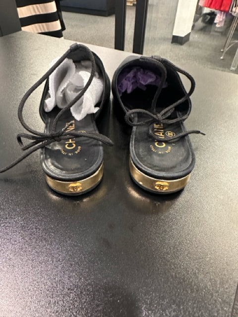 Chanel Sz 39 Black Shoes Mules