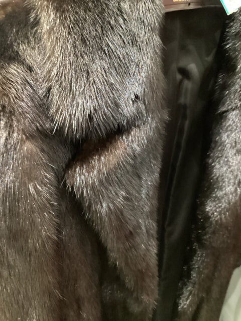 Pre Owned Diane Dark Brown Long Mink Fur Coat. Size S/M