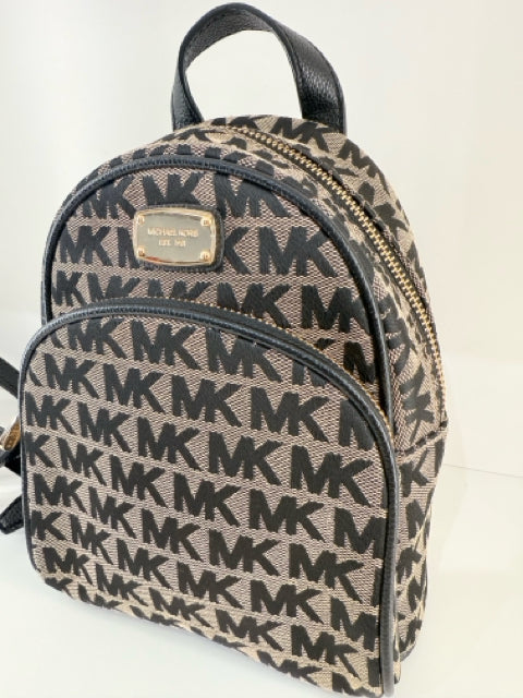 Pre Owned Michael Kors Canva  Brown Mini Logo w/ gold hardware Backpack