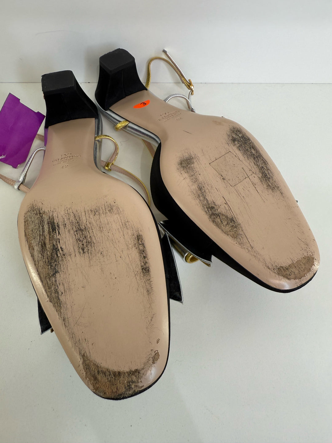 Valentino Bowow Moire Slingback Designer Shoes Size 10.5