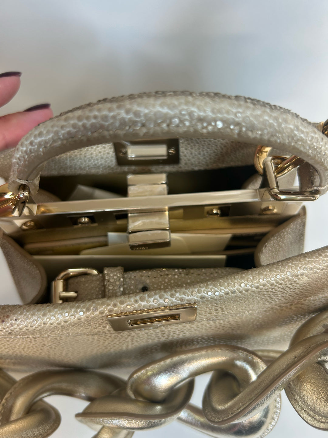 Fendi Petite 2025 Peekaboo Stingray Designer Bag