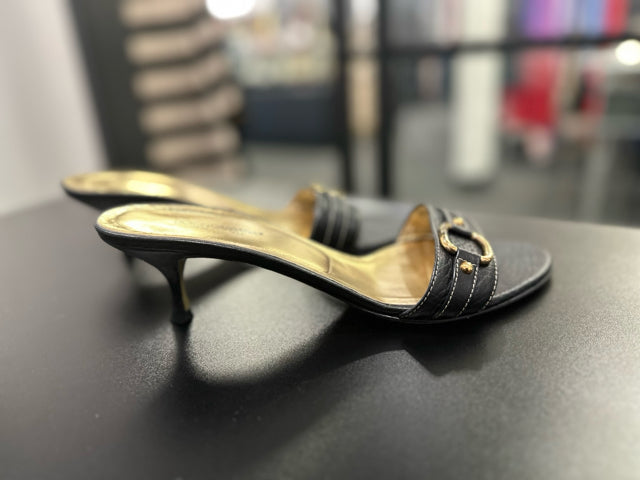 Dolce & Gabana Sz 39 Black Kitten Heel Sandals Shoes