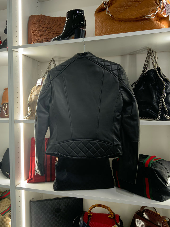 Reiss Jacket Black Leather Size 4