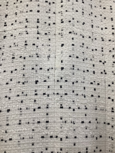 Chanel Sz 40 White Tweed Collarless Coat/Jacket