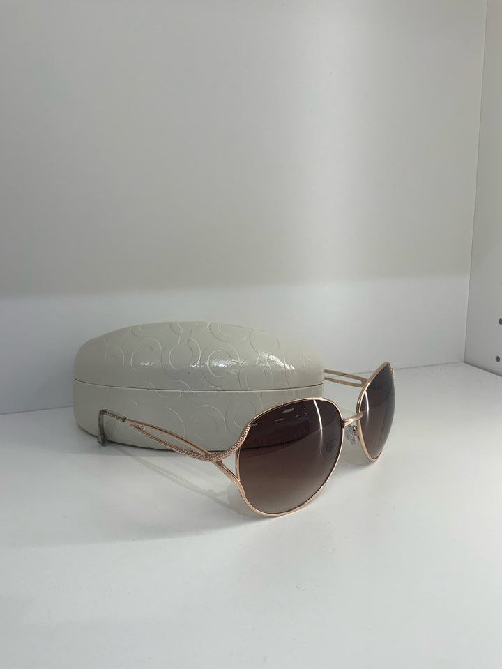Sunglasses Round Rose w/ Gold Frame & case