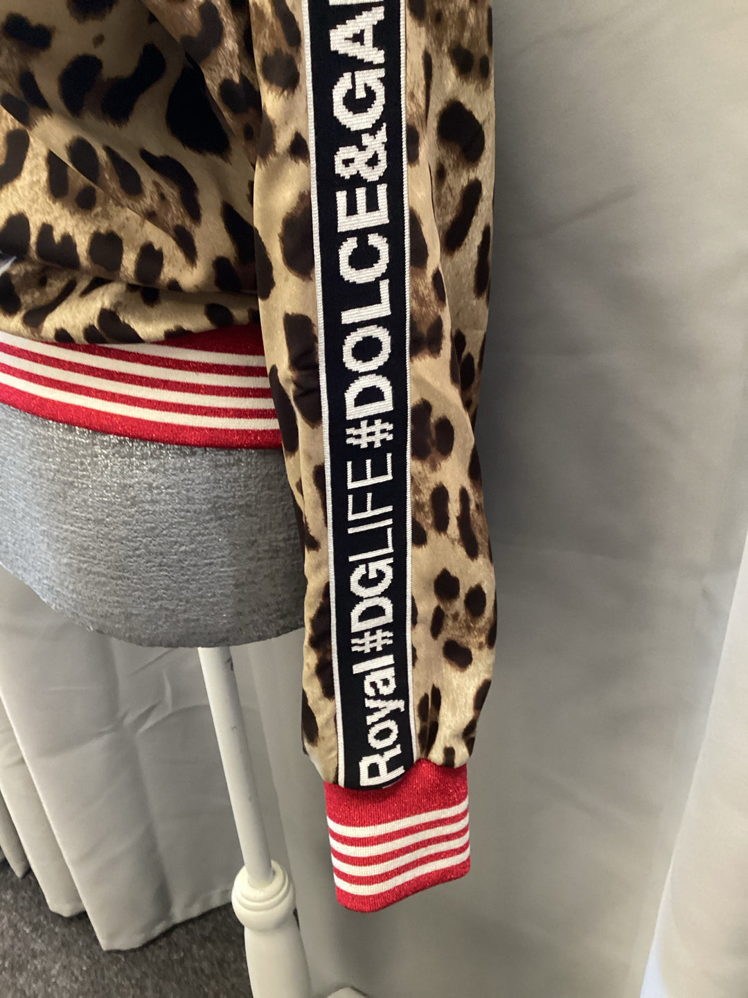 Dolce & Gabana Graphic Stripe Bomber Jacket Sz 40