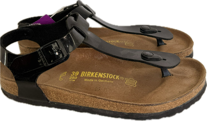 Birkenstock Black Patent Leather Thong Sandals Sz 9
