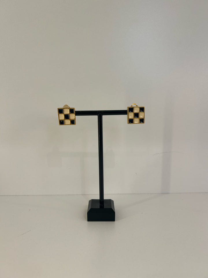 Vintage Karl Lagerfeld Checkerboard Earrings
