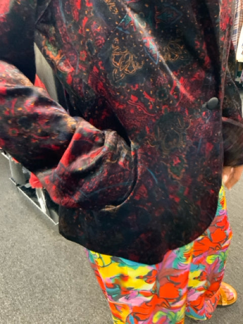 L'Agence Sz 12 Velvet Printed Blazer Jacket