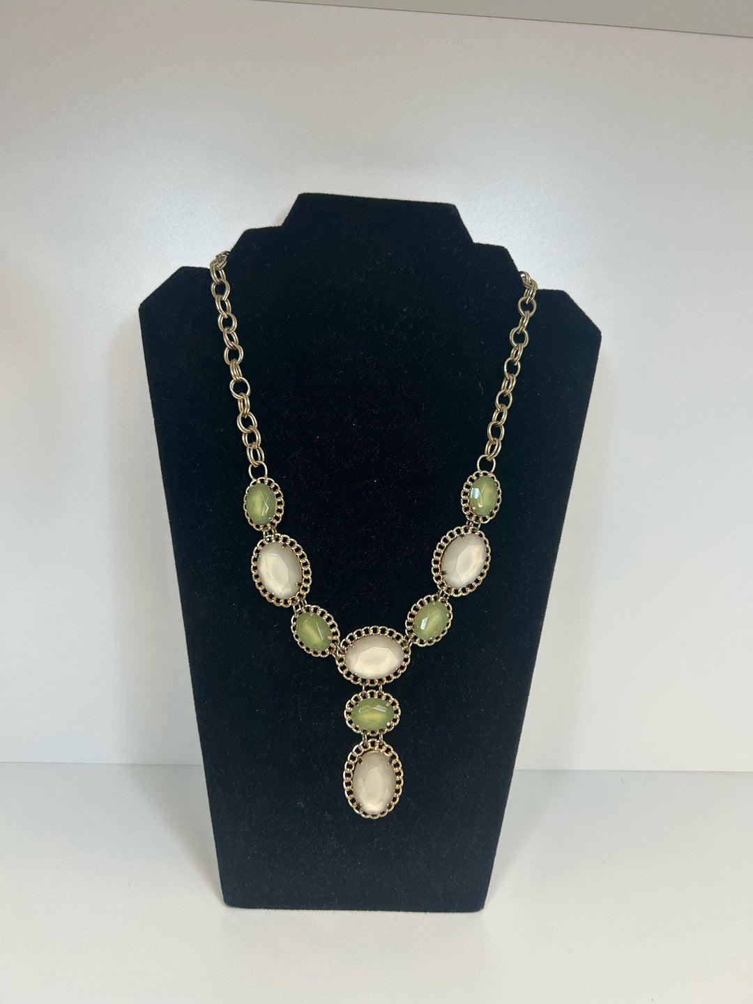 Vintage Gold Statement Necklace w/ Faux Stones
