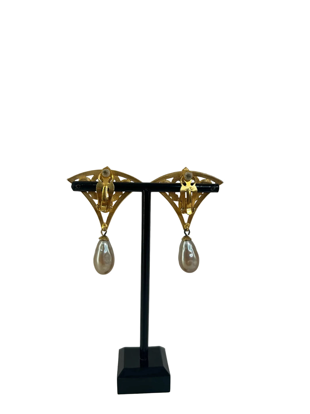 Vintage Karl Lagerfeld Inverted Triangle W/ Rhinestone Earrings