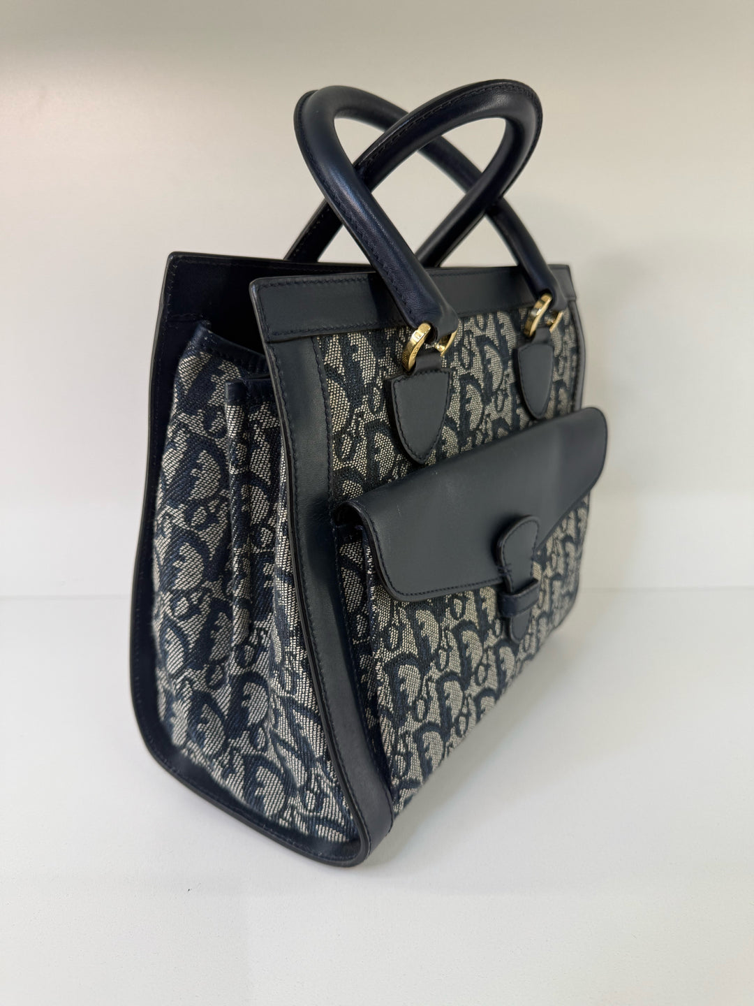 Vintage Christian Dior Trotter Monogram Mini Tote Designer Bag