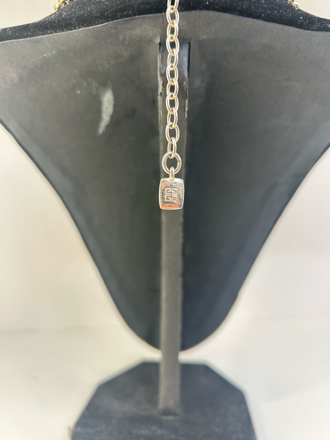 Givenchy Rolo chain/honey lucite 1.25" Rectangle Pendant Necklace
