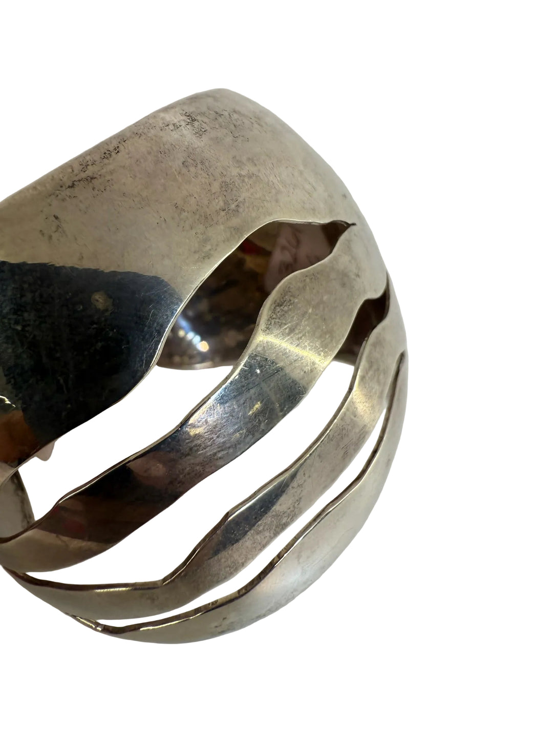 Sterling Silver Cuff with 3 Wave Cutouts Bracelet