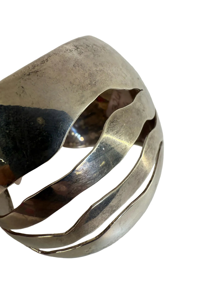 Sterling Silver Cuff with 3 Wave Cutouts Bracelet