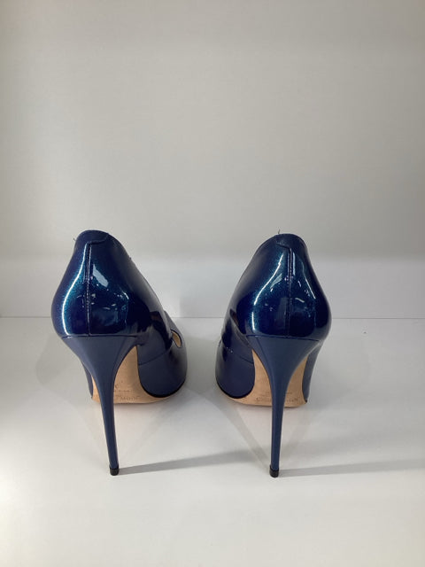 Sz 39 Jimmy Choo Metallic Navy High Heels Pumps Shoes