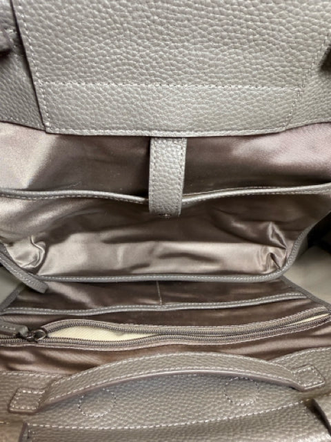 Pre Owned Tumi Grey Leather Pebbled Tote