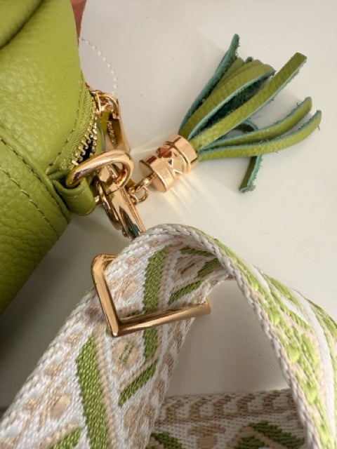 Pre Owned London City Lime Leather Strap POM POM Cross Body