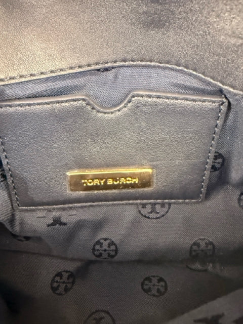 Pre Owned Tory Burch Fold Over Bead and Tassel Clutch Bag.
