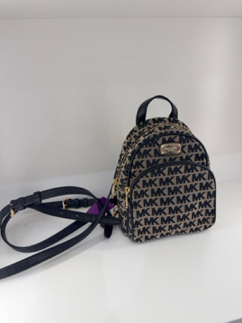 Pre Owned Michael Kors Canva  Brown Mini Logo w/ gold hardware Backpack