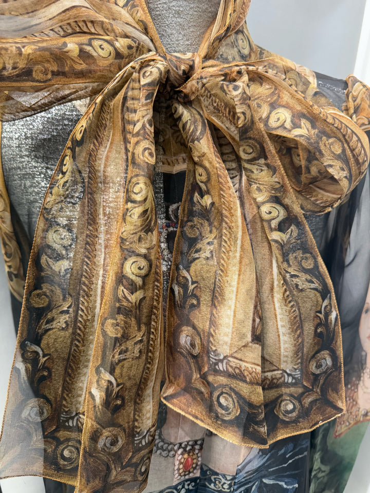 Dolce & Gabana Sheer Renaissance Portrait Blouse Size 8/10