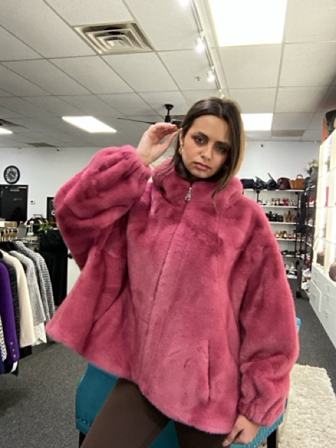 Chic Pink Faux Fur Jacket Coat
