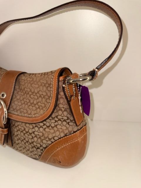 Vintage Coach Canvas Soho Flap Shoulder Bag C Monogram