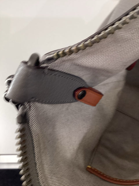 NWT Coach Zip Top Stud Strap Grey Pebbled Leather Bag Tote Purse