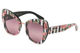 Pre Owned Dolce & Gabana Floral and Stripe Designer Sunglasses DG4319 3164/W9  W/ Case